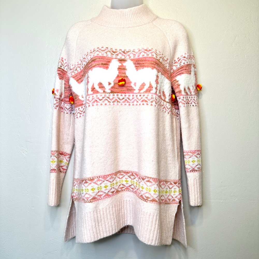 Anthropologie | Aimee Pommed Novelty Print Alpaca Mock Neck Sweater - Picture 3 of 16